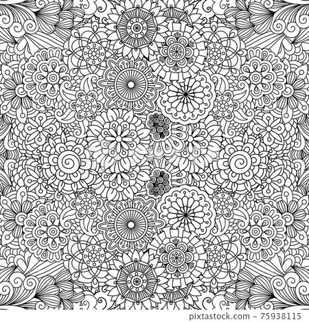 Various floral pinwheel shapes in seamless pattern 75938115