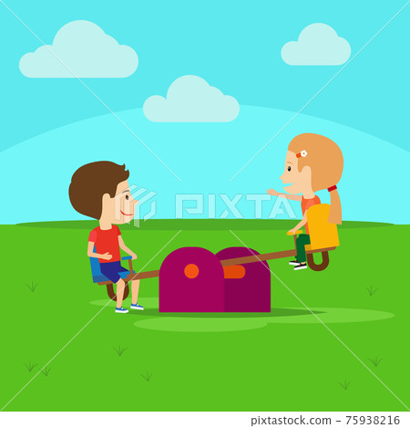 Boy and girl on playground Boy and girl on playground 75938216