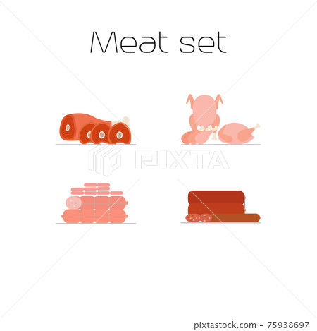 Foods market meat flat icons set Foods market meat flat icons set 75938697
