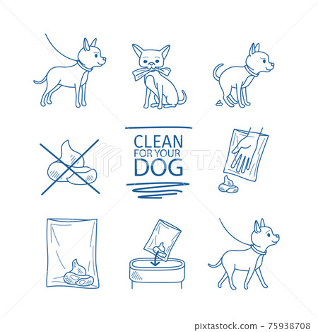 Dog clean up poop icons Dog clean up poop icons 75938708