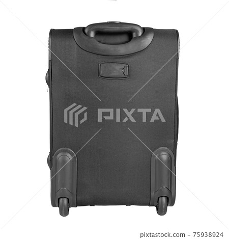 Suitcase on wheels for travel black color. File contains clipping pathcontains clipping path. 75938924