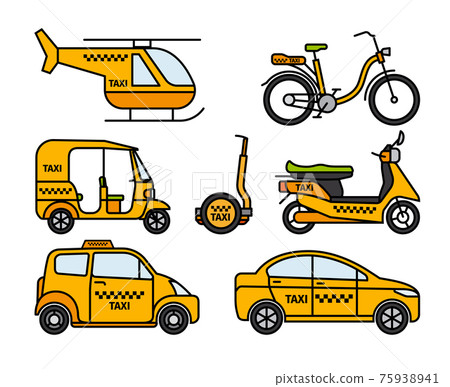 Taxi thin line icons 75938941
