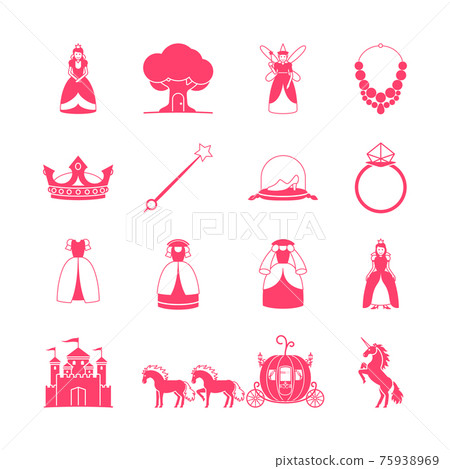 Princess fairytale icon set Princess fairytale icon set 75938969