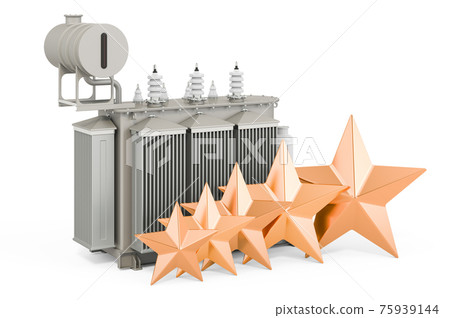Customer rating of oil-filled transformer. 3D rendering 75939144