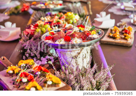 seafood tartare and carpaccio on ice served in the restaurant seafood tartare and carpaccio on ice served in the restaurant 75939165