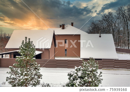 residential country cottage under the snow in the forest residential country cottage under the snow in the forest 75939168
