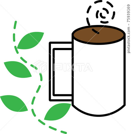 熱咖啡與植物癒合的圖像說明 熱咖啡與植物癒合的圖像說明 75939169
