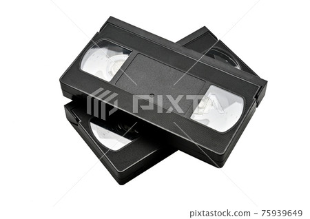 Videotapes for home use on a white background.Videocassette Videotapes for home use on a white background.Videocassette 75939649