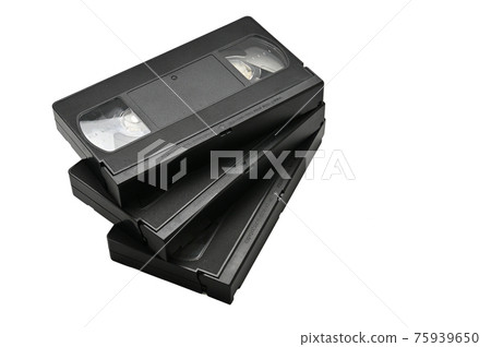 Videotapes for home use on a white background.Videocassette Videotapes for home use on a white background.Videocassette 75939650