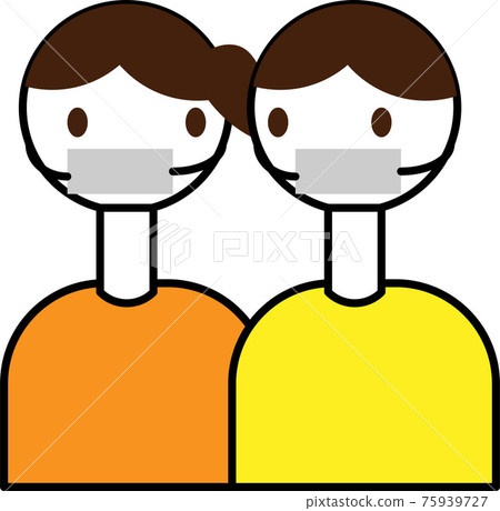 戴口罩的男女有眼神交流 戴口罩的男女有眼神交流 75939727