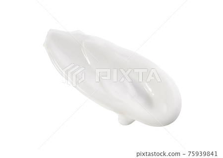 White lotion texture. Cosmetic cream product swatch isolated on white. Facial treatment. 75939841