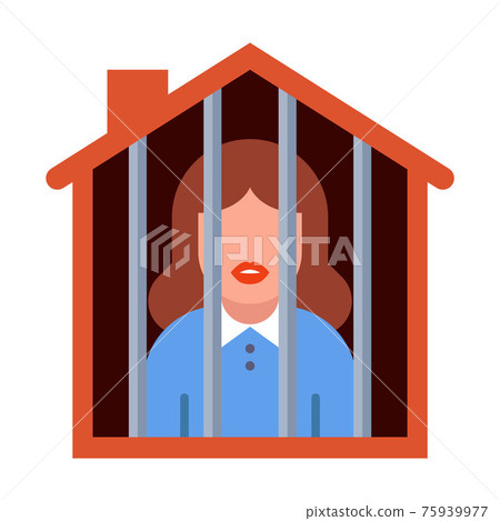 girl on house arrest. woman housewife in a cage. 75939977