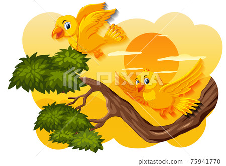 Bird in nature sunset scene Bird in nature sunset scene 75941770