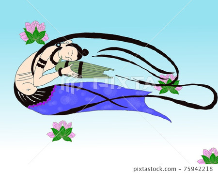 天女與荷花在天上翩翩起舞 75942218