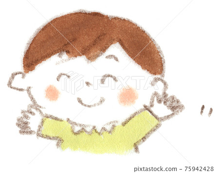 Watercolor illustration of a boy waving with a smile 75942428