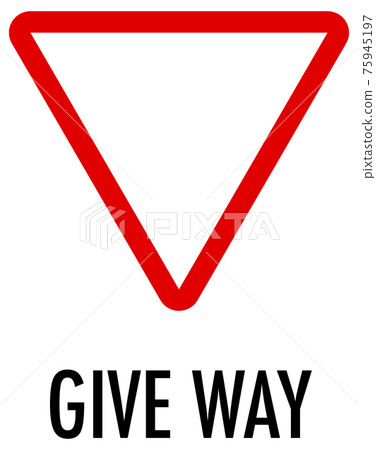 Give way sign on white background Give way sign on white background 75945197