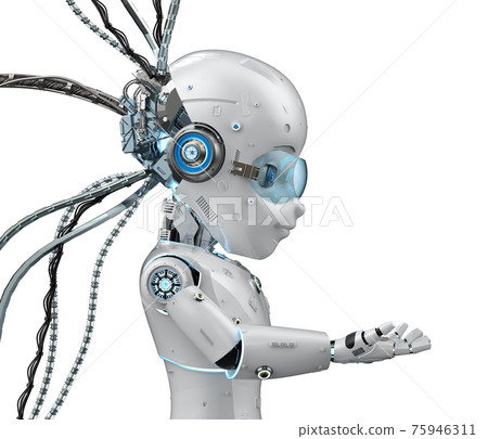 Robotic boy with wires and goggle Robotic boy with wires and goggle 75946311