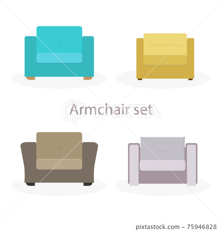 Cozy armchairs set. An interior item. Flat vector illustration 75946828