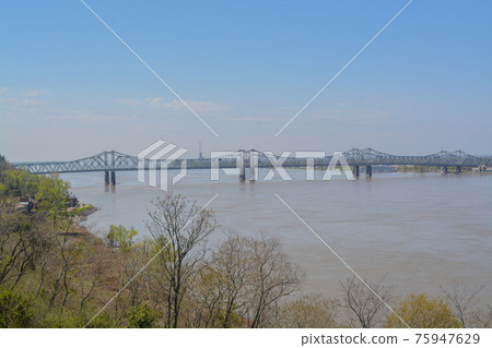 The Natchez Vidalia Bridge spans over the Mississippi River. The tallest bridge in Mississippi The Natchez Vidalia Bridge spans over the Mississippi River. The tallest bridge in Mississippi 75947629