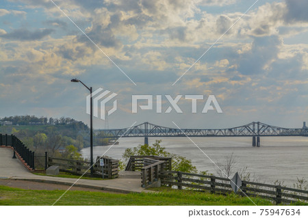 The Natchez Vidalia Bridge spans over the Mississippi River. The tallest bridge in Mississippi The Natchez Vidalia Bridge spans over the Mississippi River. The tallest bridge in Mississippi 75947634
