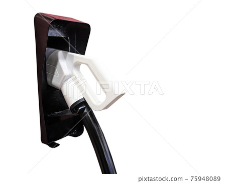 The cable with plug for charger to car isolated white background copy space The cable with plug for charger to car isolated white background copy space 75948089