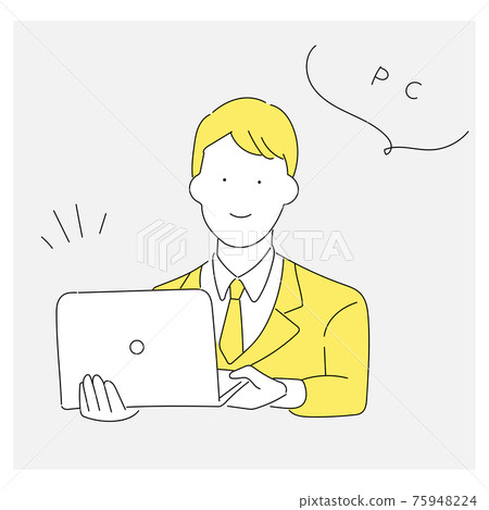 Illustration of a business person with a personal computer Illustration of a business person with a personal computer 75948224
