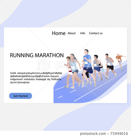 Running marathon landing page. Marathon competition, run exercise 75949018