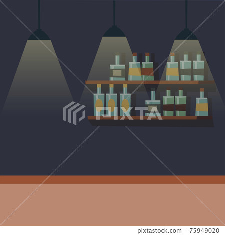 Empty bar counter, pub place with furniture and bottle alcohol Empty bar counter, pub place with furniture and bottle alcohol 75949020