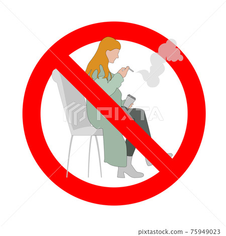 Prohibited smoke for woman, banned public smoking, women forbidden cigarette, danger habit, prohibition zone smoke Prohibited smoke for woman, banned public smoking, women forbidden cigarette, danger habit, prohibition zone smoke 75949023