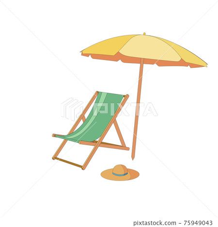 Chaise lounge with umbrella isolated, summer concept Chaise lounge with umbrella isolated, summer concept 75949043