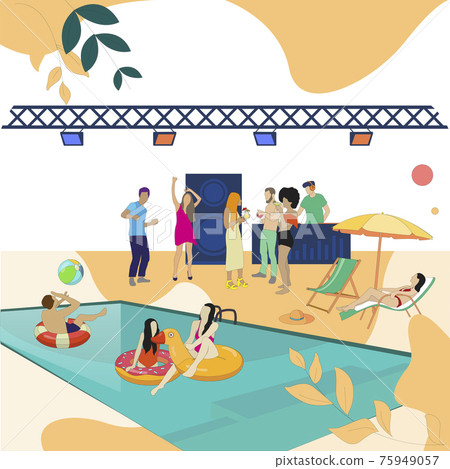 Pool party event, people dance and enjoy Pool party event, people dance and enjoy 75949057
