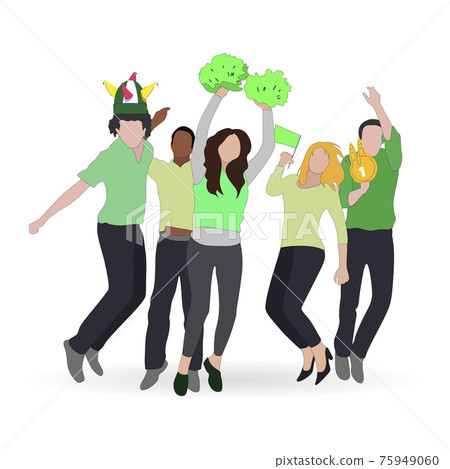 Football fans crowd with colored scarf enjoy and exciting 75949060