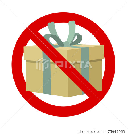 Banned gift, symbol present prohibit icon. Vector prohibit surprise Banned gift, symbol present prohibit icon. Vector prohibit surprise 75949063