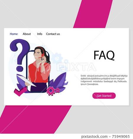 Faq service landing page. Info helpdesk, assistant and support 75949065
