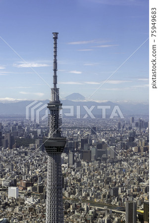 從東京天空樹附近的天空鳥瞰富士山 從東京天空樹附近的天空鳥瞰富士山 75949683