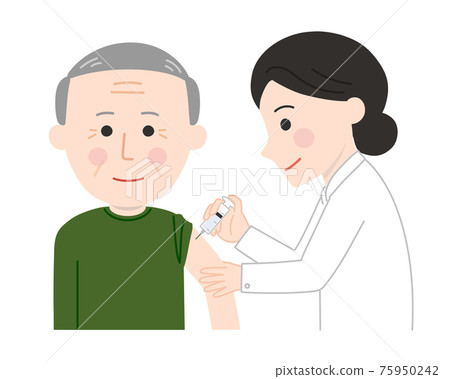 Illustration of an old man vaccinated Illustration of an old man vaccinated 75950242