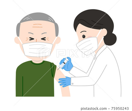 一個痛苦的老人的傳染病疫苗接種插圖 一個痛苦的老人的傳染病疫苗接種插圖 75950243