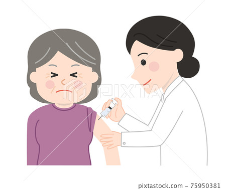 Vaccination: Illustration of a painful old man Vaccination: Illustration of a painful old man 75950381