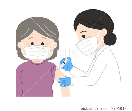 一位老人接種傳染病疫苗的插圖 75950384