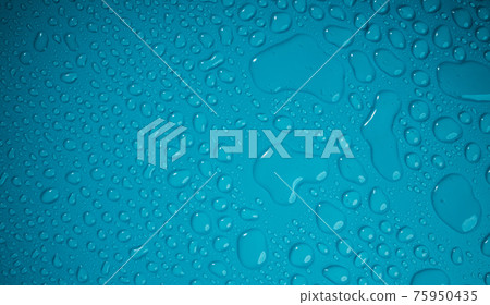 Water Drops on Blue Background. World Water Day Concept. Droplet Texture Surface. Environment Care. CSR, Corporate Social Responsibility or CSC, Corporate Social Contribution 75950435