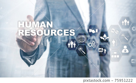 Human Resources HR management concept. Human resources pool, customer care and employees 75951222