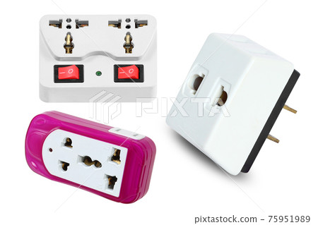 Electrical adapter plug isolated on white background Electrical adapter plug isolated on white background 75951989