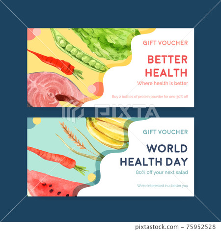 Vouchure template with world health day concept design for marketing watercolor illustration 75952528