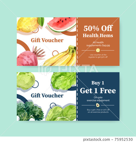 Vouchure template with world health day concept design for marketing watercolor illustration 75952530