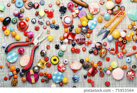 Bead jewelry making,multicolored beads. 75953564