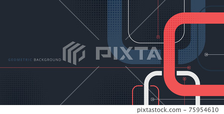 Banner web template design rounded squares geometric blue and red on black background Banner web template design rounded squares geometric blue and red on black background 75954610