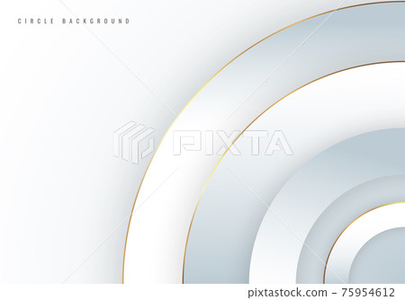 Abstract background 3D white circles overlapping layered with golden border line Abstract background 3D white circles overlapping layered with golden border line 75954612