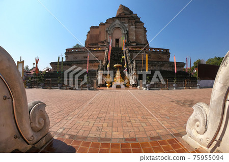 Wat Chedi Luang Varavihara. landmark for tourist at Chiang Mai,Thailand. This temple in the old city center of Chiang Mai,Thailand. 75955094