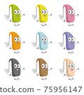 Color variation illustration of ear-hook type hearing aid character 75956147