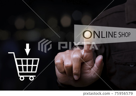 Businessman touching online shop button. e-commerce business online concept. 75956579